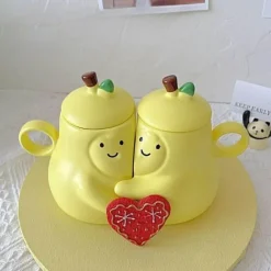 Brew Bliss Küche & Esszimmer-Kuschelbirne Keramik-Duo-Tasse – Süßes dekoratives Trinkgeschirr