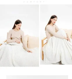 Wrap u0026 Relax Bettzeug-Kuschelige nordische Strickdecke – Überwurf mit Quasten für Zuhause und unterwegs