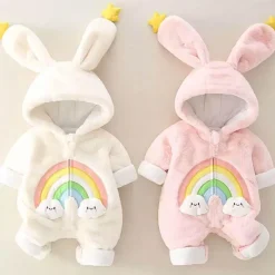 The Decor Haven Babykleidung|Babykleidung-Kuscheliger Winterhasen-Baby-Overall – warmes Plüsch-Outfit