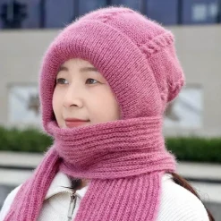 Wilderness Haven Outdoor-Artikel|Camping Im Freien-Kuscheliges Wintermütze-Schal-Set – warmes Plüsch-Winteraccessoires