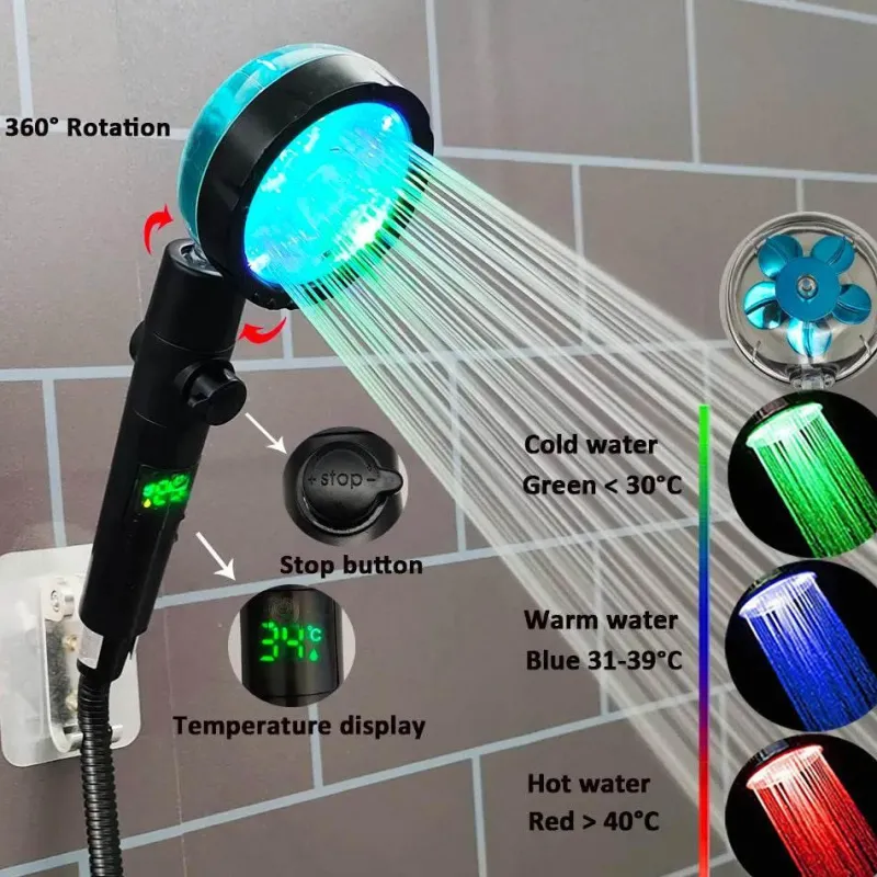 The Blissful Bath Badezimmer-LED Color Changing Shower Head - Multi-Temperature Shower Fixture