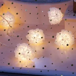 Bright Accents Beleuchtung-LED Makramee Lichterkette - Dekorative Kugel Lichterkette für Zuhause