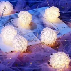 Bright Accents Beleuchtung-LED Makramee Lichterkette - Dekorative Kugel Lichterkette für Zuhause