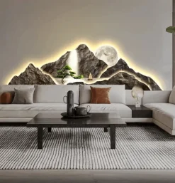 Accent u0026 Adorn Beleuchtung-LED-Berg-Leinwandkunst - Majestätische Gipfel Wanddekoration