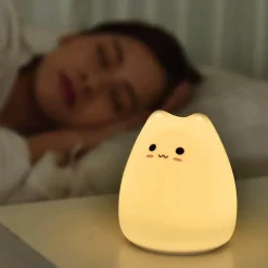 The Decor Haven Babyspielzeug|Beleuchtung-LED-Katzen-Nachtlampe – Buntes Silikonlicht mit Berührungssensor