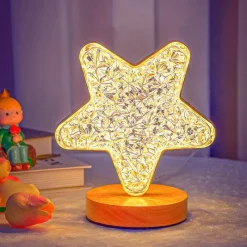 Bright Accents Beleuchtung-LED-Kristall-Stern-Mond-Nachtlicht - Dekorative Tischlampe für Kinder