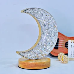 Bright Accents Beleuchtung-LED-Kristall-Stern-Mond-Nachtlicht - Dekorative Tischlampe für Kinder