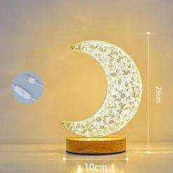 Bright Accents Beleuchtung-LED-Kristall-Stern-Mond-Nachtlicht - Dekorative Tischlampe für Kinder