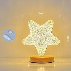 Bright Accents Beleuchtung-LED-Kristall-Stern-Mond-Nachtlicht - Dekorative Tischlampe für Kinder