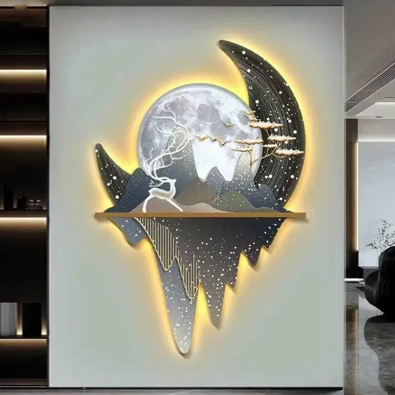 Accent u0026 Adorn Beleuchtung-LED-Leinwandkunst – Mystisches Mondlicht-Walddekor