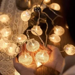 Bright Accents Beleuchtung-LED-Muschel-Lichterkette – Romantisches fluoreszierendes Dekor