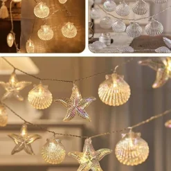 Bright Accents Beleuchtung-LED-Muschel-Lichterkette – Romantisches fluoreszierendes Dekor