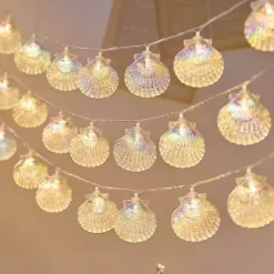 Bright Accents Beleuchtung-LED-Muschel-Lichterkette – Romantisches fluoreszierendes Dekor
