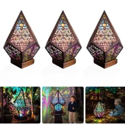 Comfort u0026 Style Outdoor & Garten|Beleuchtung-LED-Nachtlampenprojektor aus Holz – stimmungsvolle Beleuchtung