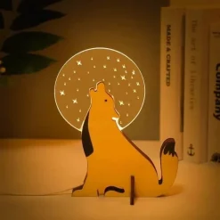 Timeless Touch Beleuchtung-LED-Nachttischlampen aus Holz mit Tiermotiven – Bezaubernde Nachtlichter für Kinder