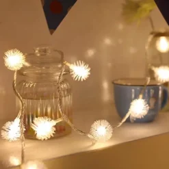 Bright Accents Beleuchtung-LED-Schneeball-Lichterkette – Weihnachtsdekoration für drinnen und draußen