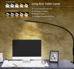 Cozy Living Möbel|Beleuchtung-LED-Schreibtischlampe mit Fernbedienung – Tischlampe mit Klemmleuchte