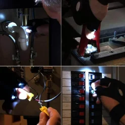 Roam Ready Outdoor-Gadgets|Heimwerkzeuge-LED-Taschenlampenhandschuhe – beleuchtete fingerlose Handschuhe zum Freihändigen Arbeiten