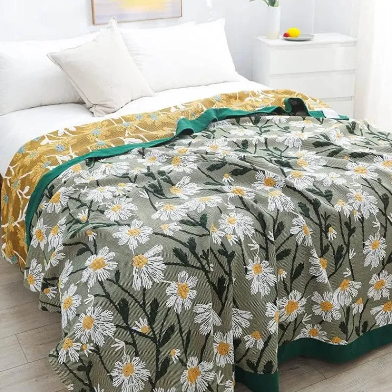 Warm Embrace Bettzeug-Leichte Baumwoll-Überwurfdecke mit Blumenmuster – Sommer-Wohndeko