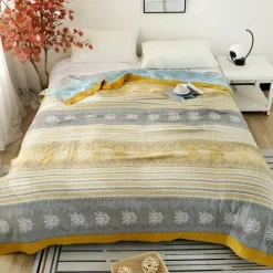 Snug u0026 Soft Bettzeug-Leichte Baumwollgazedecke mit Streifen - Sommer-Reisehandtuchdecke