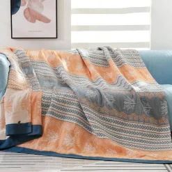 Snug u0026 Soft Bettzeug-Leichte Baumwollgazedecke mit Streifen - Sommer-Reisehandtuchdecke