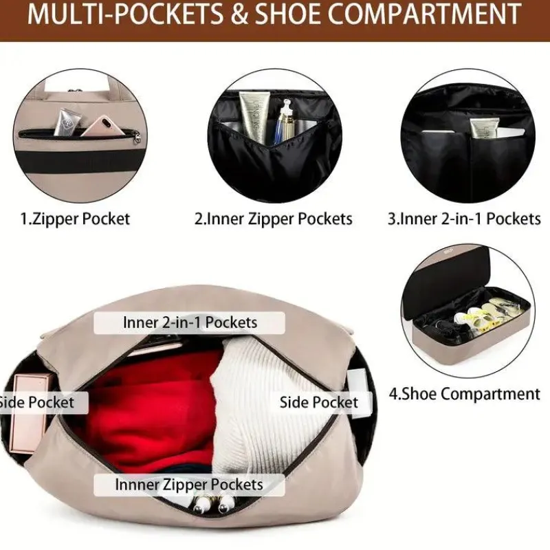 BagAura Taschen & Geldbörsen-Leichte Reisetasche – Reisetasche mit großem Fassungsvermögen und abnehmbarem Riemen