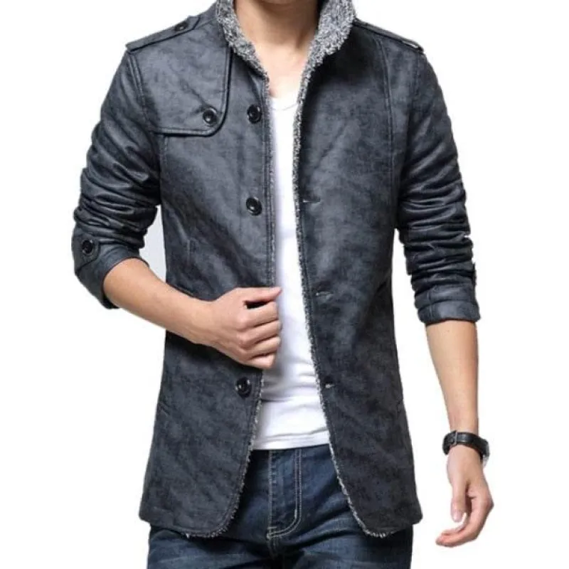 Herren Heritage Threads Herrenbekleidung-Leichter Windbreaker-Mantel aus Leder für Herren – Stilvolle lange Jacke