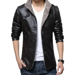 Herren Heritage Threads Herrenbekleidung-Leichter Windbreaker-Mantel aus Leder für Herren – Stilvolle lange Jacke