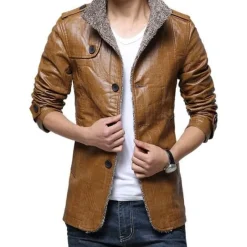 Herren Heritage Threads Herrenbekleidung-Leichter Windbreaker-Mantel aus Leder für Herren – Stilvolle lange Jacke