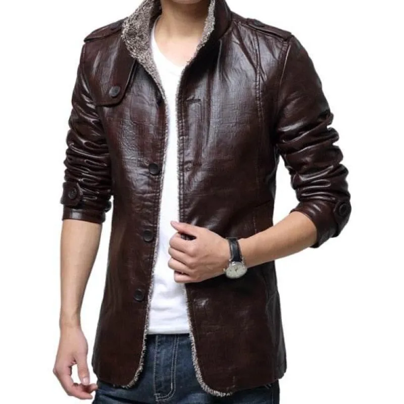 Herren Heritage Threads Herrenbekleidung-Leichter Windbreaker-Mantel aus Leder für Herren – Stilvolle lange Jacke