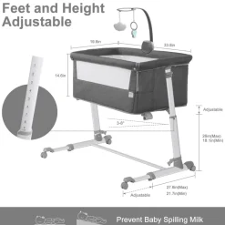 Kinder The Decor Haven Kinderwagen & Zubehör-Leichtes, verstellbares Babybett – Sweet Dreams Bedside Nursery Crib