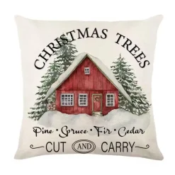 Pillow Haven Bettzeug-Leinen Frohe Weihnachten Kissenbezug 45x45cm Wurfkissenbezug