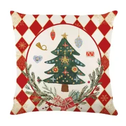 Pillow Haven Bettzeug-Leinen Frohe Weihnachten Kissenbezug 45x45cm Wurfkissenbezug