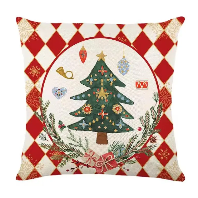 Pillow Haven Bettzeug-Leinen Frohe Weihnachten Kissenbezug 45x45cm Wurfkissenbezug