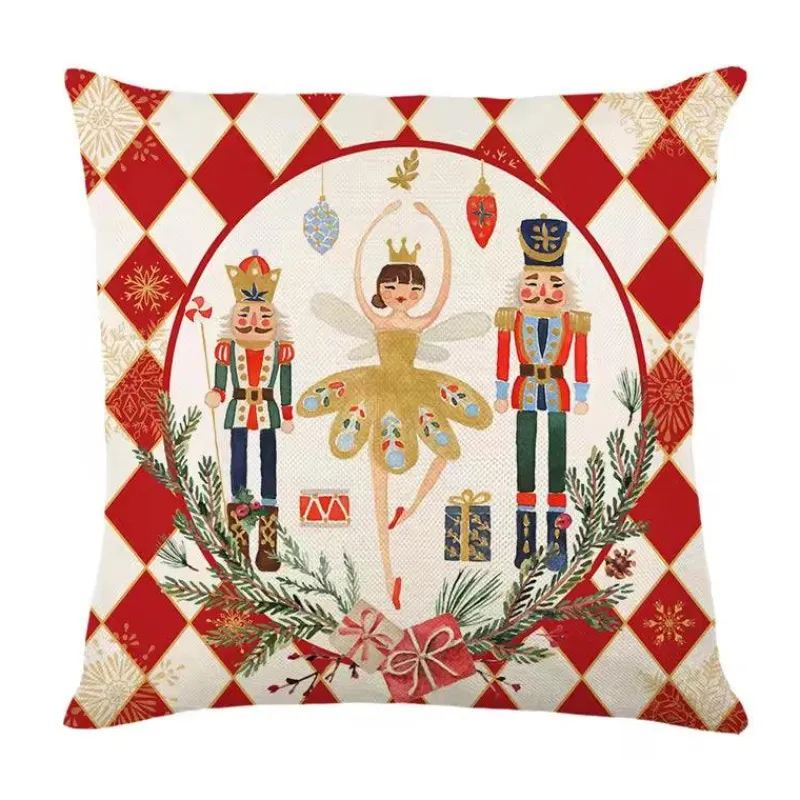 Pillow Haven Bettzeug-Leinen Frohe Weihnachten Kissenbezug 45x45cm Wurfkissenbezug