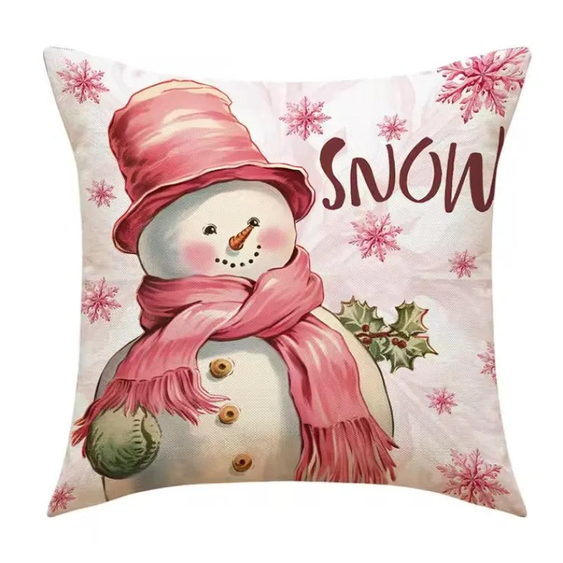 Pillow Haven Bettzeug-Leinen Frohe Weihnachten Kissenbezug 45x45cm Wurfkissenbezug