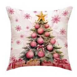 Pillow Haven Bettzeug-Leinen Frohe Weihnachten Kissenbezug 45x45cm Wurfkissenbezug