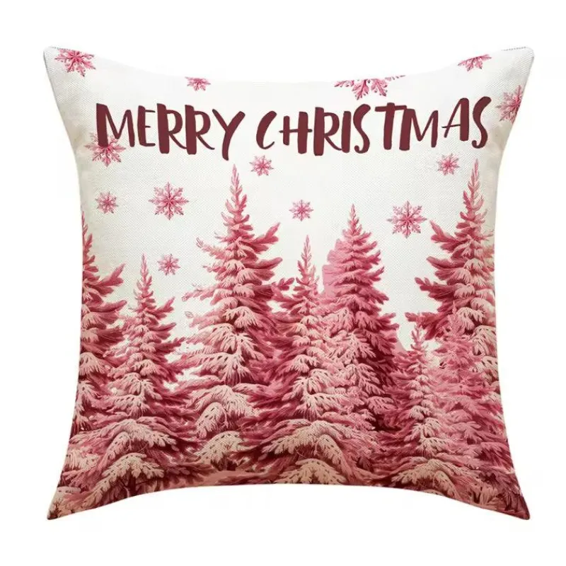 Pillow Haven Bettzeug-Leinen Frohe Weihnachten Kissenbezug 45x45cm Wurfkissenbezug