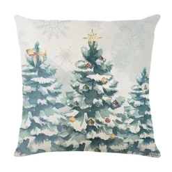 Pillow Haven Bettzeug-Leinen Frohe Weihnachten Kissenbezug 45x45cm Wurfkissenbezug