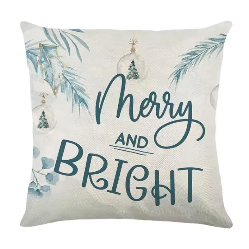 Pillow Haven Bettzeug-Leinen Frohe Weihnachten Kissenbezug 45x45cm Wurfkissenbezug