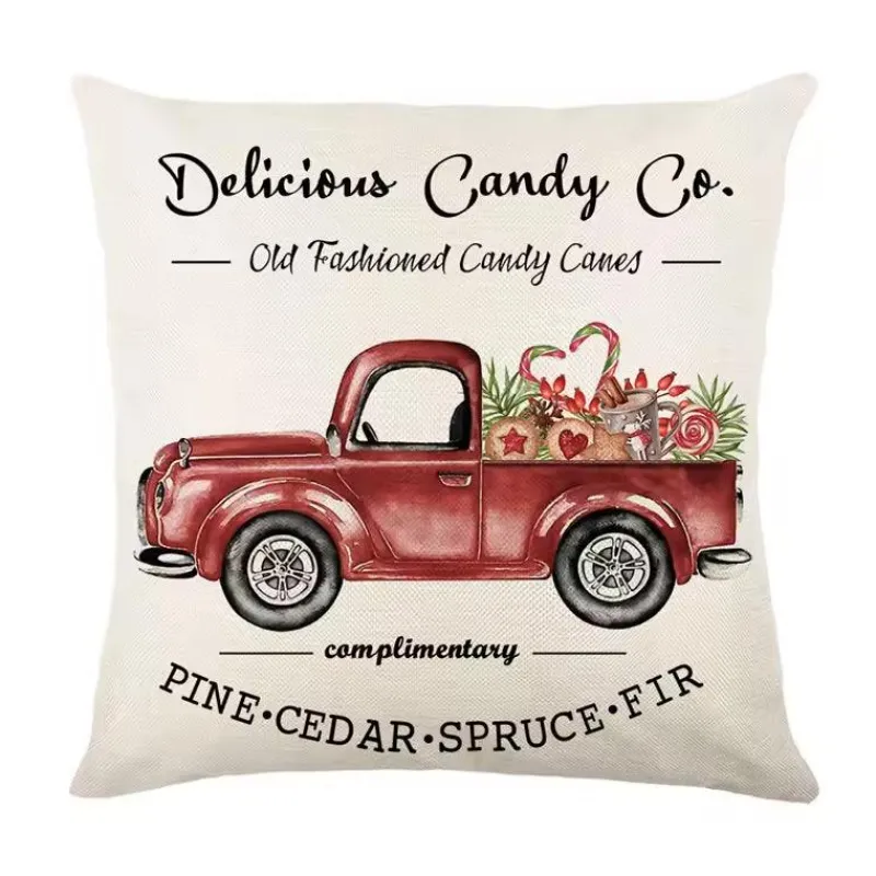 Pillow Haven Bettzeug-Leinen Frohe Weihnachten Kissenbezug 45x45cm Wurfkissenbezug