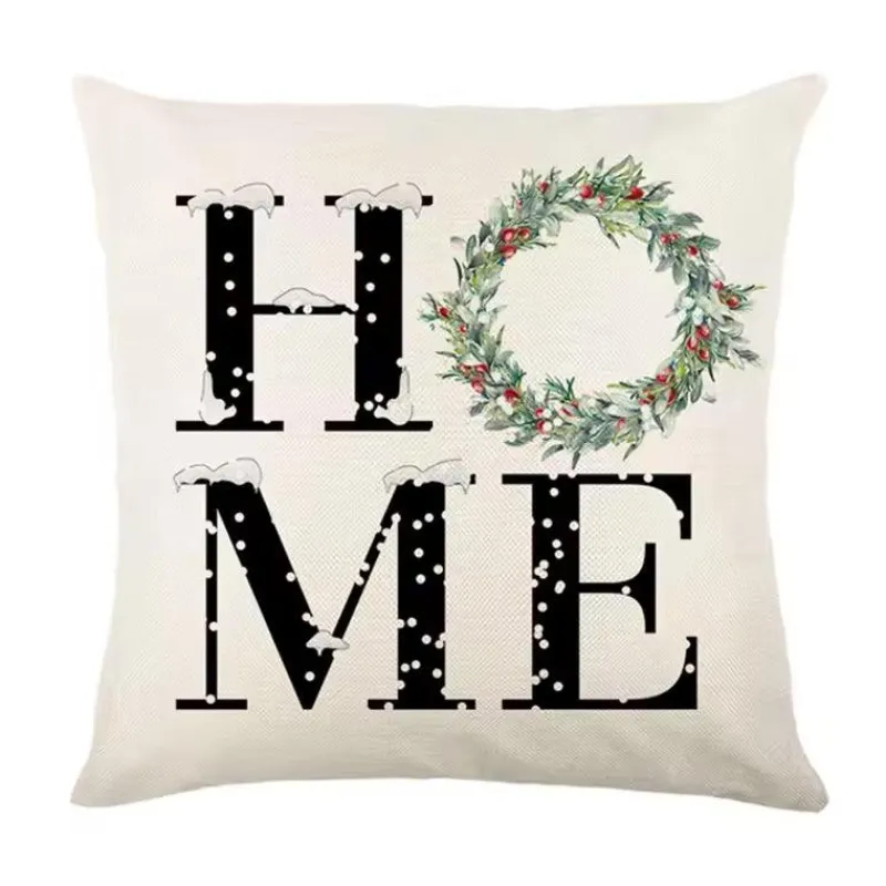 Pillow Haven Bettzeug-Leinen Frohe Weihnachten Kissenbezug 45x45cm Wurfkissenbezug