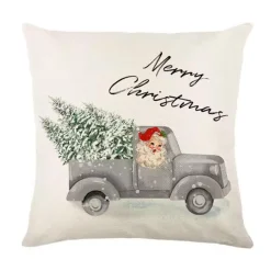 Pillow Haven Bettzeug-Leinen Frohe Weihnachten Kissenbezug 45x45cm Wurfkissenbezug