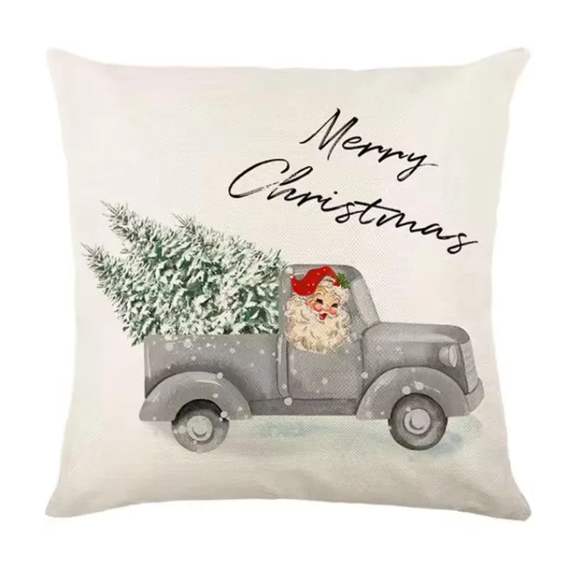 Pillow Haven Bettzeug-Leinen Frohe Weihnachten Kissenbezug 45x45cm Wurfkissenbezug
