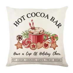 Pillow Haven Bettzeug-Leinen Frohe Weihnachten Kissenbezug 45x45cm Wurfkissenbezug