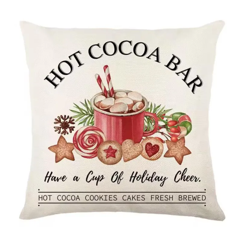 Pillow Haven Bettzeug-Leinen Frohe Weihnachten Kissenbezug 45x45cm Wurfkissenbezug