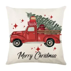 Pillow Haven Bettzeug-Leinen Frohe Weihnachten Kissenbezug 45x45cm Wurfkissenbezug