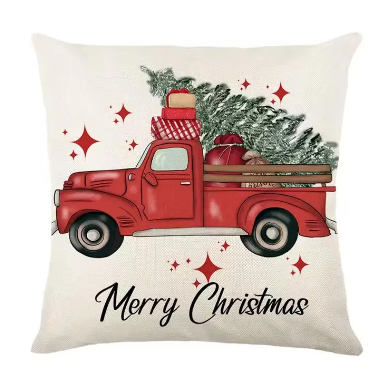 Pillow Haven Bettzeug-Leinen Frohe Weihnachten Kissenbezug 45x45cm Wurfkissenbezug