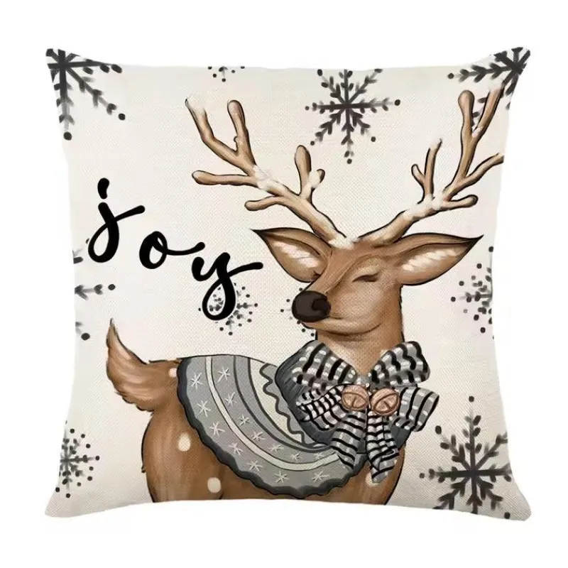 Pillow Haven Bettzeug-Leinen Frohe Weihnachten Kissenbezug 45x45cm Wurfkissenbezug
