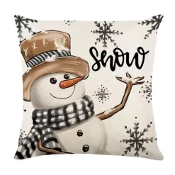 Pillow Haven Bettzeug-Leinen Frohe Weihnachten Kissenbezug 45x45cm Wurfkissenbezug